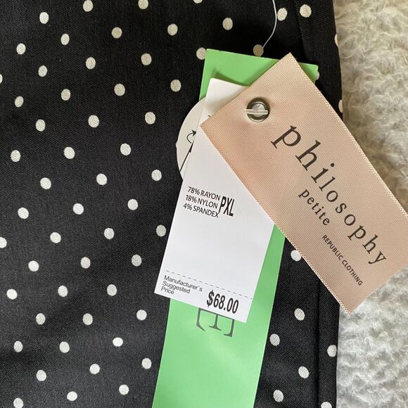 NWT Philosophy Ankle Pants Women's Size PXL Polka Dot Black Pull on Stretch - Picture 10 of 11